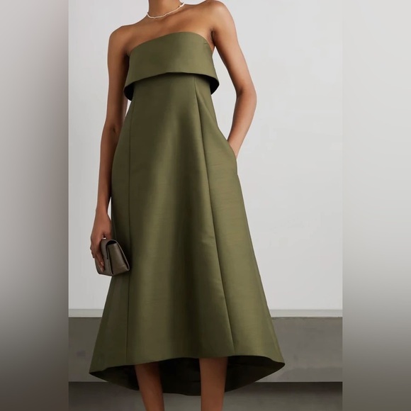 Toteme Dupioni Midi Dress in Green - Picture 1 of 6